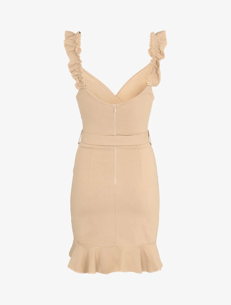Tunique moulante coupe portefeuille - Beige