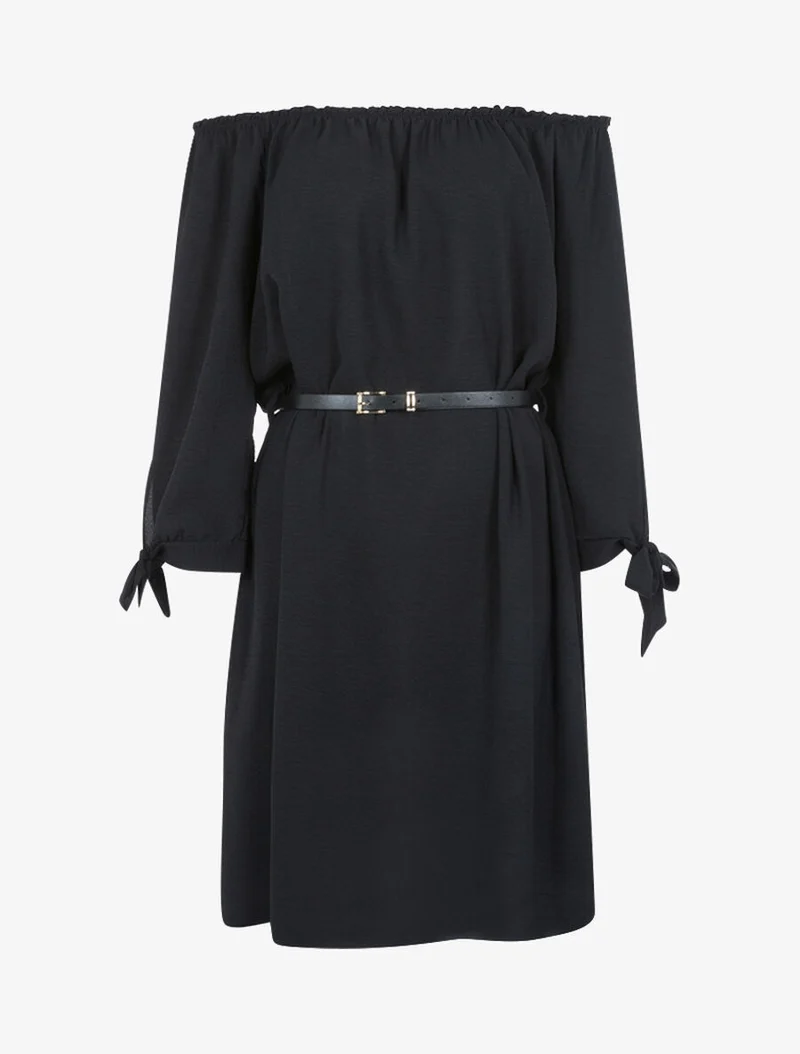 Robe fluide à col bardot - Noir