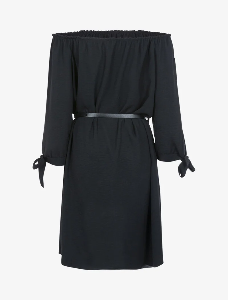 Robe fluide à col bardot - Noir