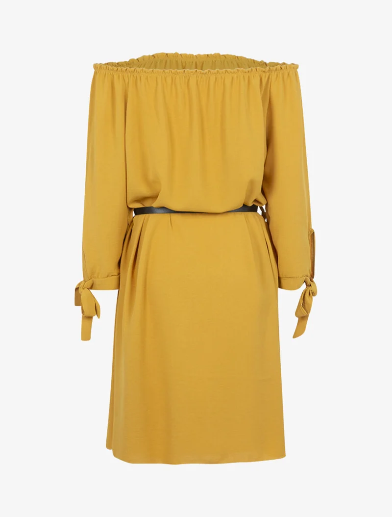 Robe fluide à col bardot - Jaune