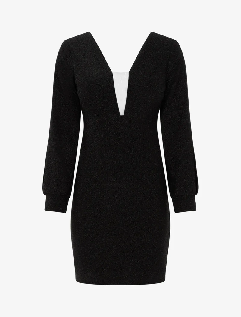 Robe scintillante à manches fendues - Noir