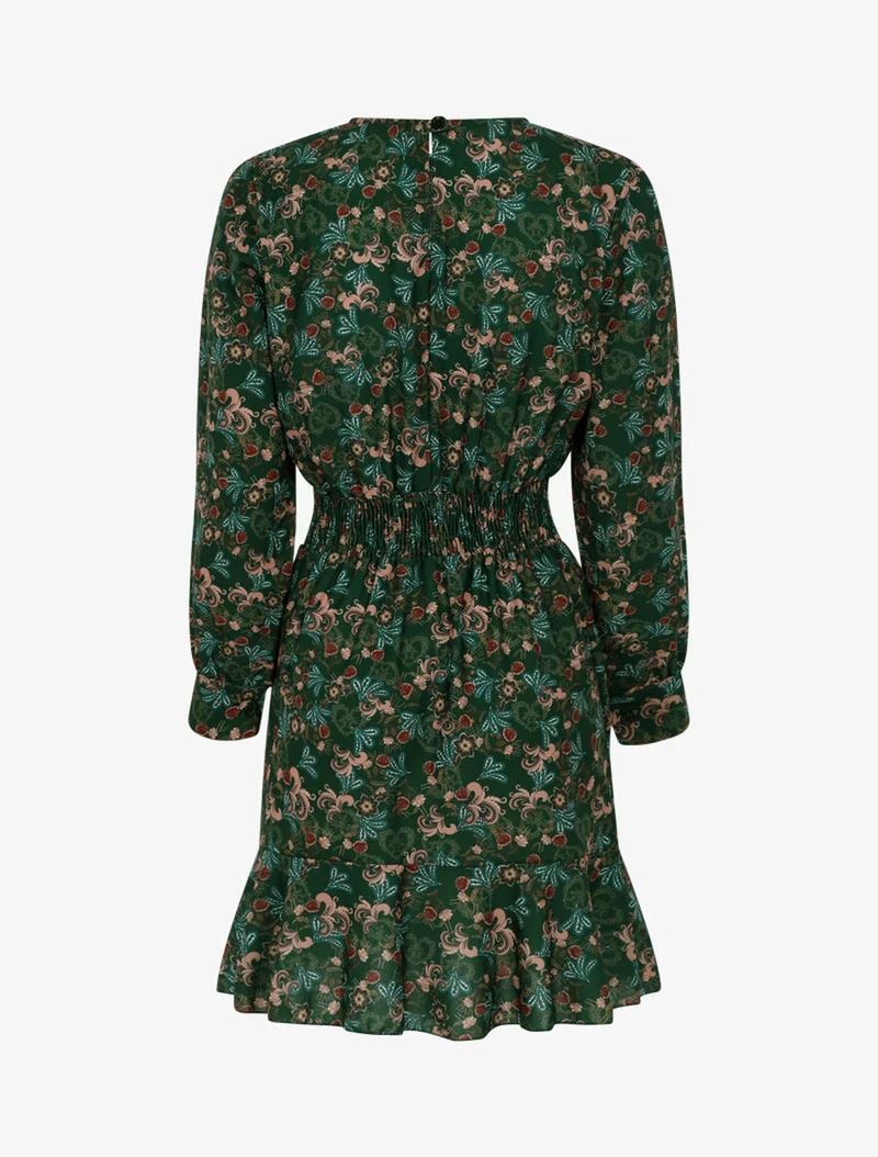 Robe courte à imprimé baroque fleuri - Vert
