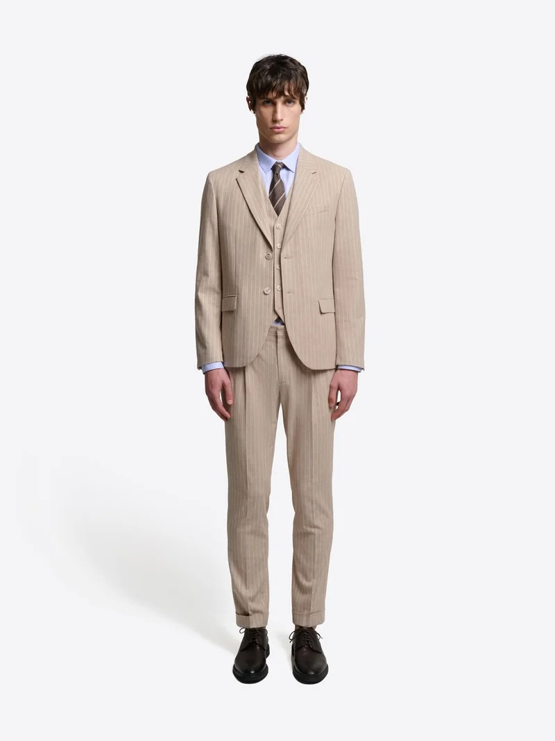 Veste de costume slim en lin à rayures
