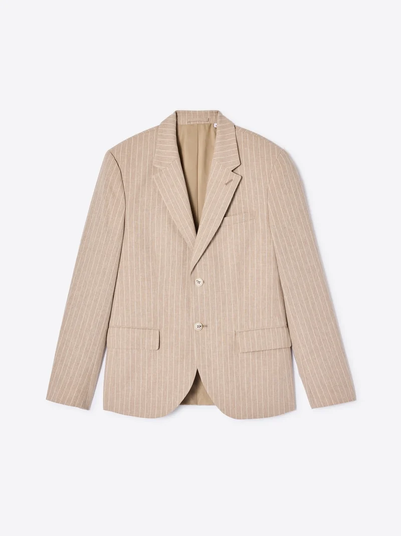 Veste de costume slim en lin à rayures