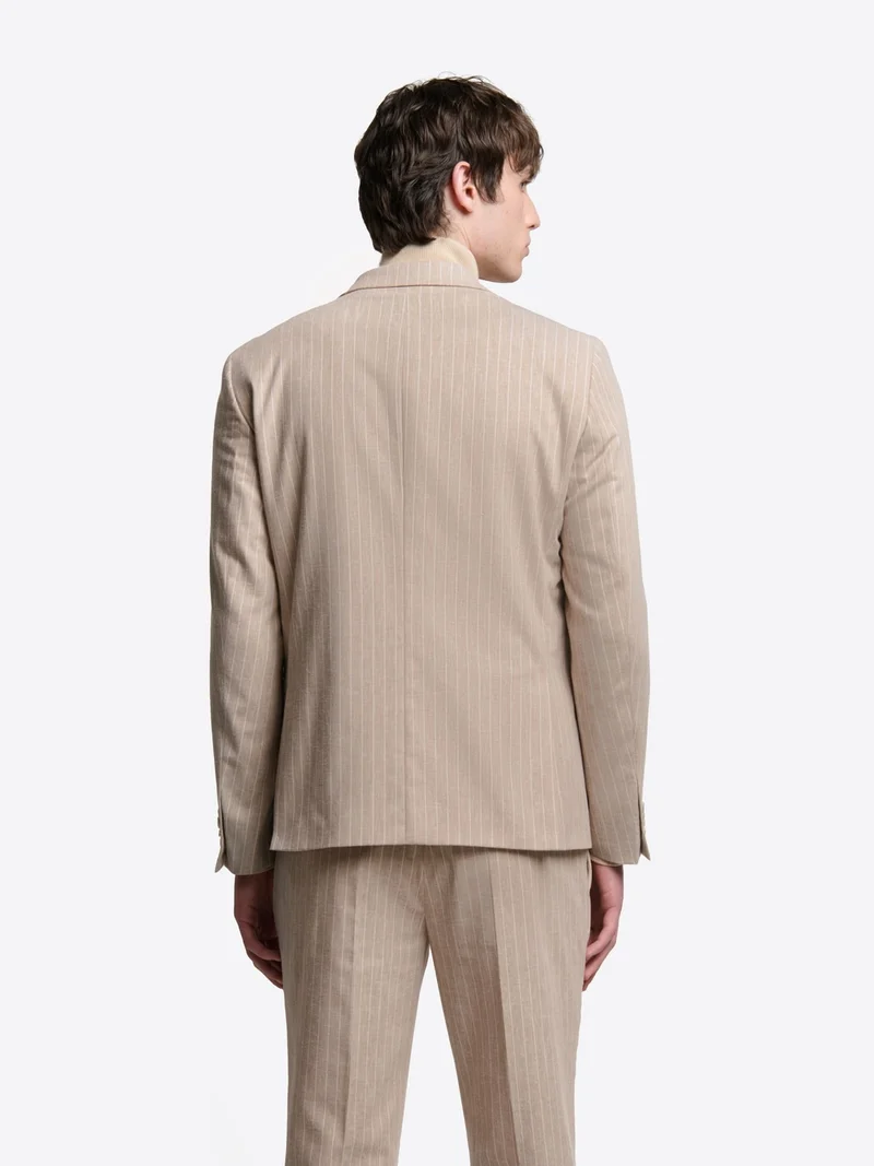 Veste de costume slim en lin à rayures