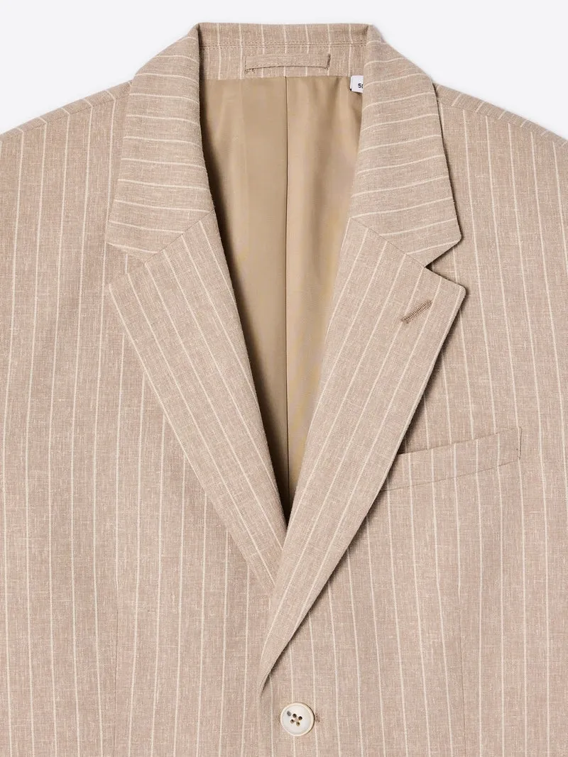 Veste de costume slim en lin à rayures