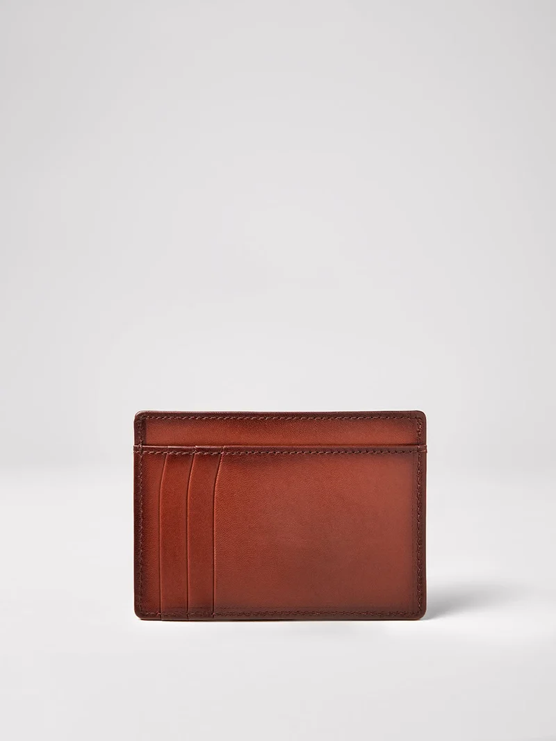 Porte-cartes en cuir patiné