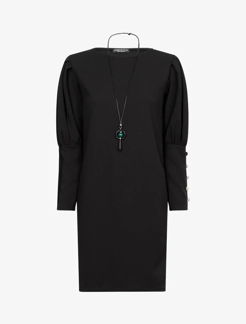 Robe à manches bishop drapées - Noir