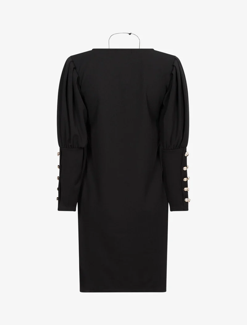 Robe à manches bishop drapées - Noir