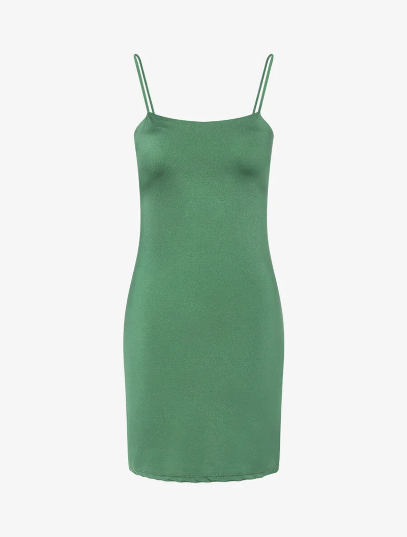 Robe moulante satinée - Kaki
