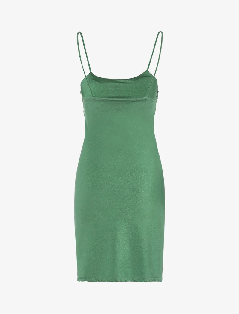 Robe moulante satinée - Kaki