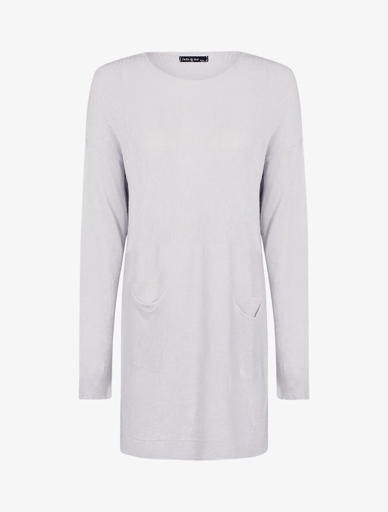 Robe pull à grandes poches - Gris clair