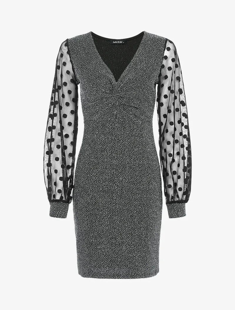 Robe irisée à manches ajourées - Argent