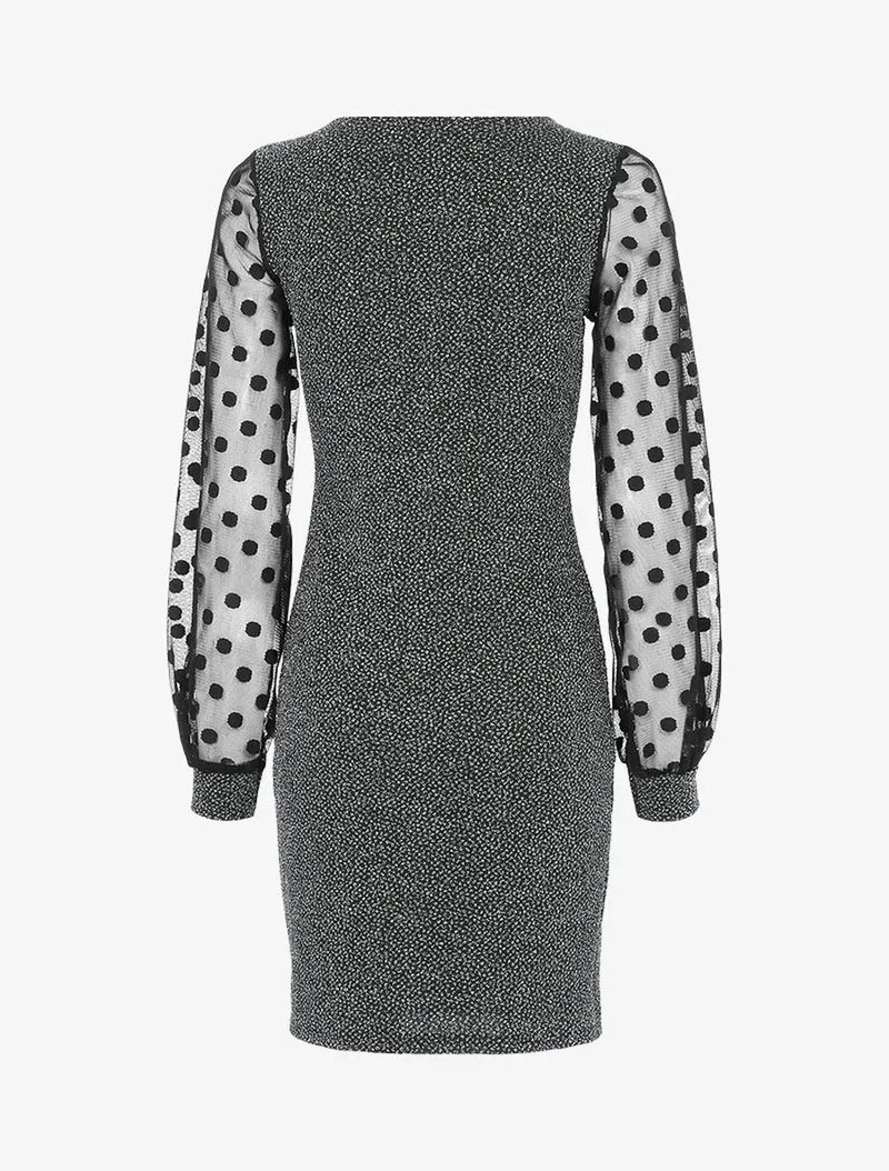Robe irisée à manches ajourées - Argent
