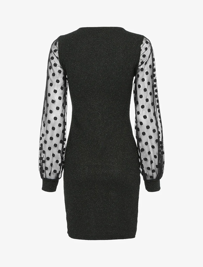 Robe irisée à manches ajourées - Noir