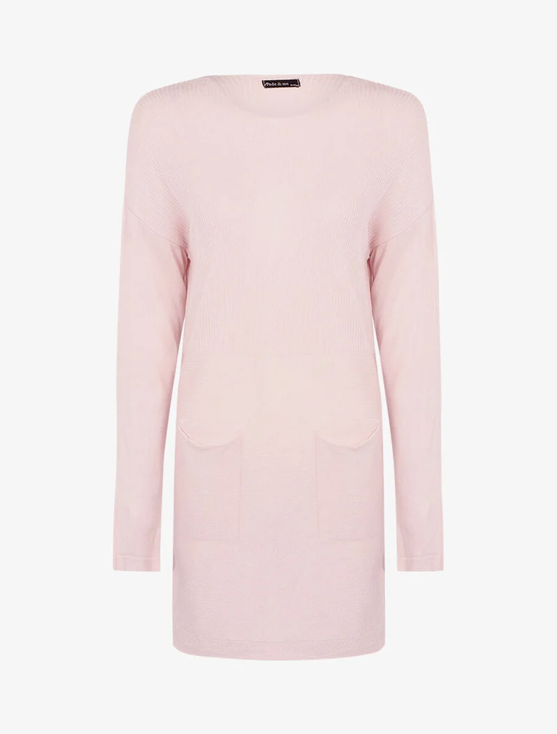 Robe pull à grandes poches - Rose