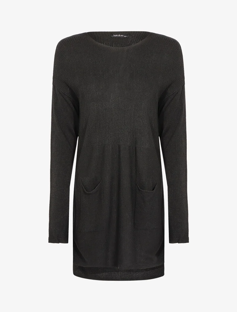Robe pull à grandes poches - Noir