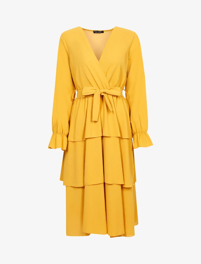 Robe mi longue volantée - Jaune