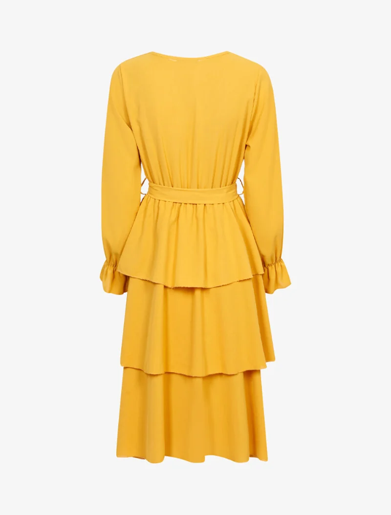 Robe mi longue volantée - Jaune