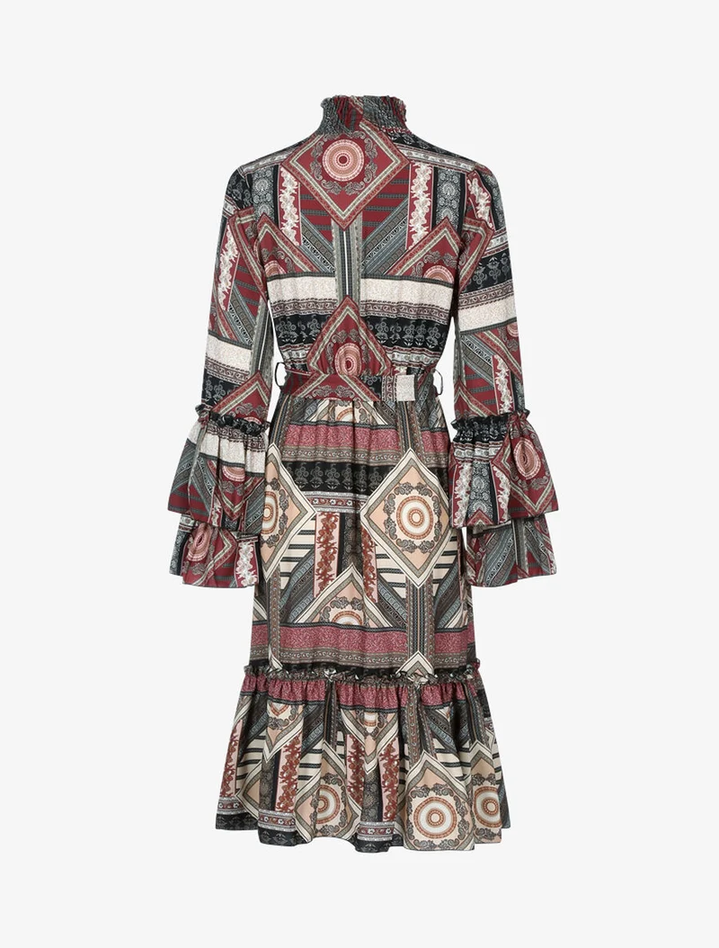 Robe volantée à col montant - Noir