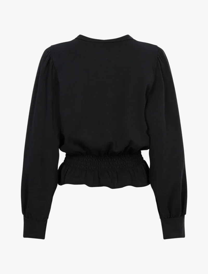 Top volanté style sweat shirt - Noir