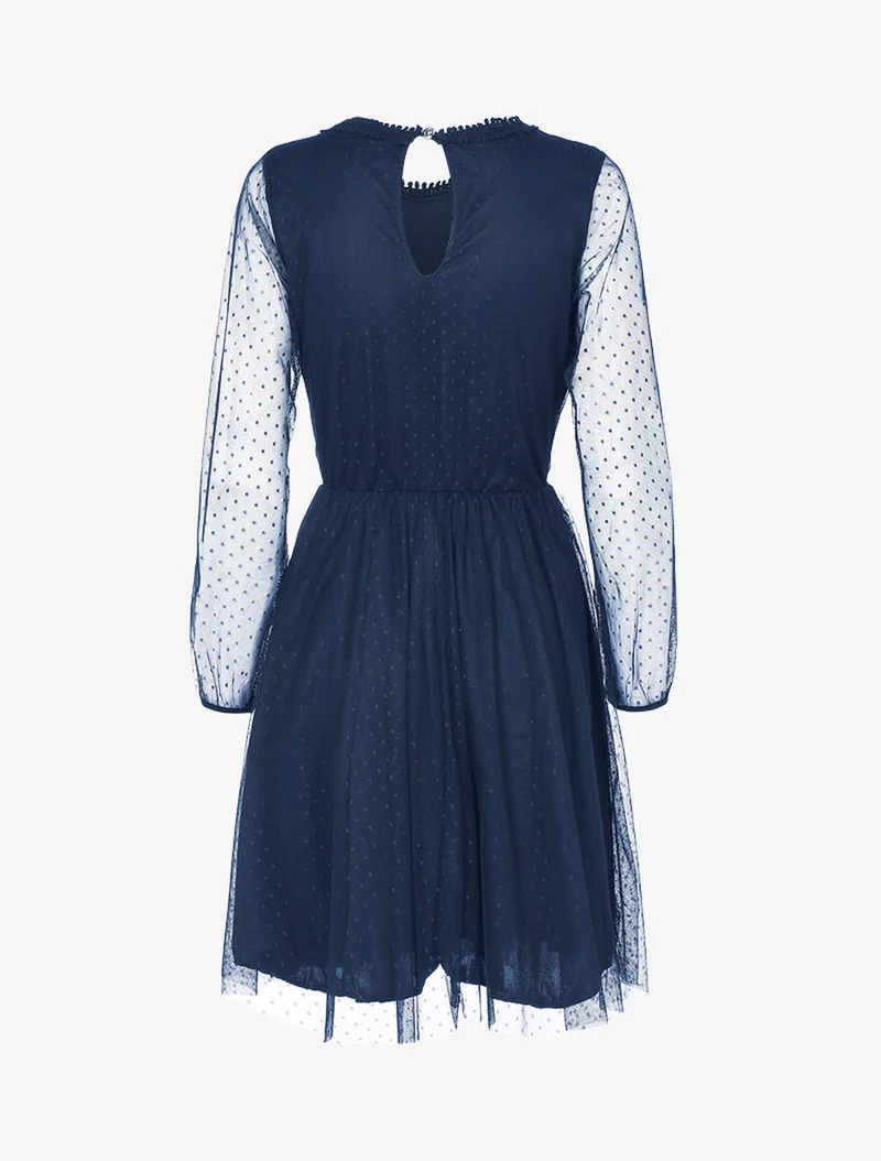 Robe patineuse en tulle et crochet - Marine