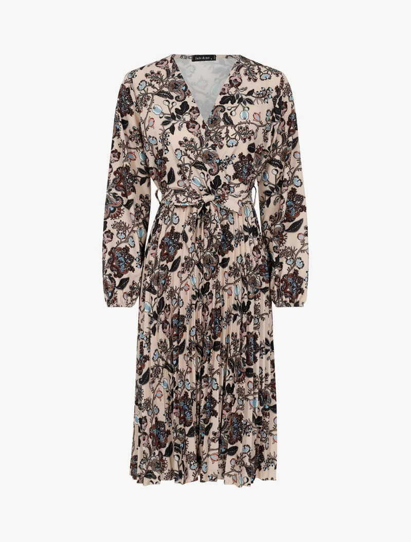 Robe à imprimé fleurs d'automne baroques - Beige