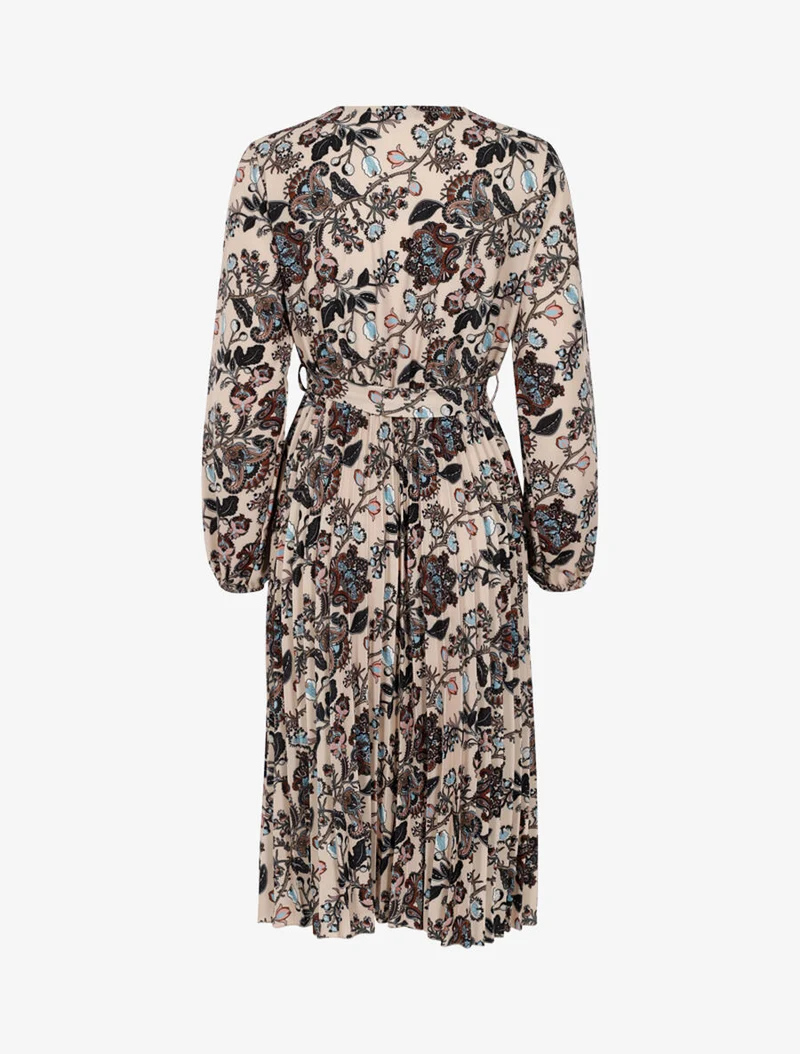 Robe à imprimé fleurs d'automne baroques - Beige