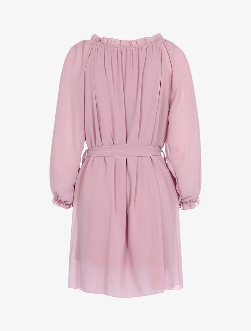 Robe en voile épaules ajourées - Rose