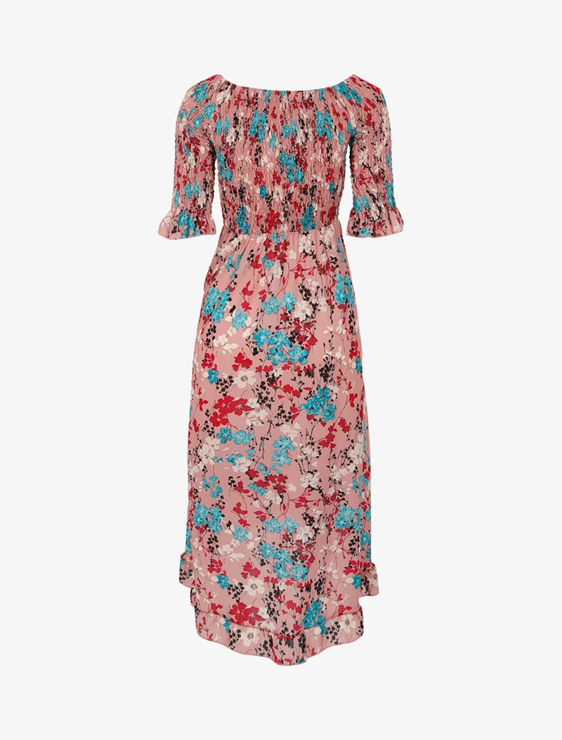 Robe portefeuille à basque asymétrique - Rose
