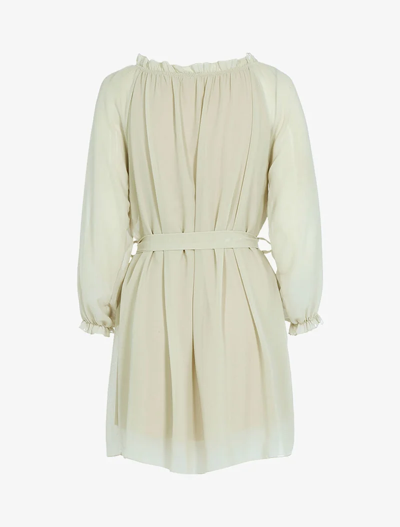 Robe en voile épaules ajourées - Beige