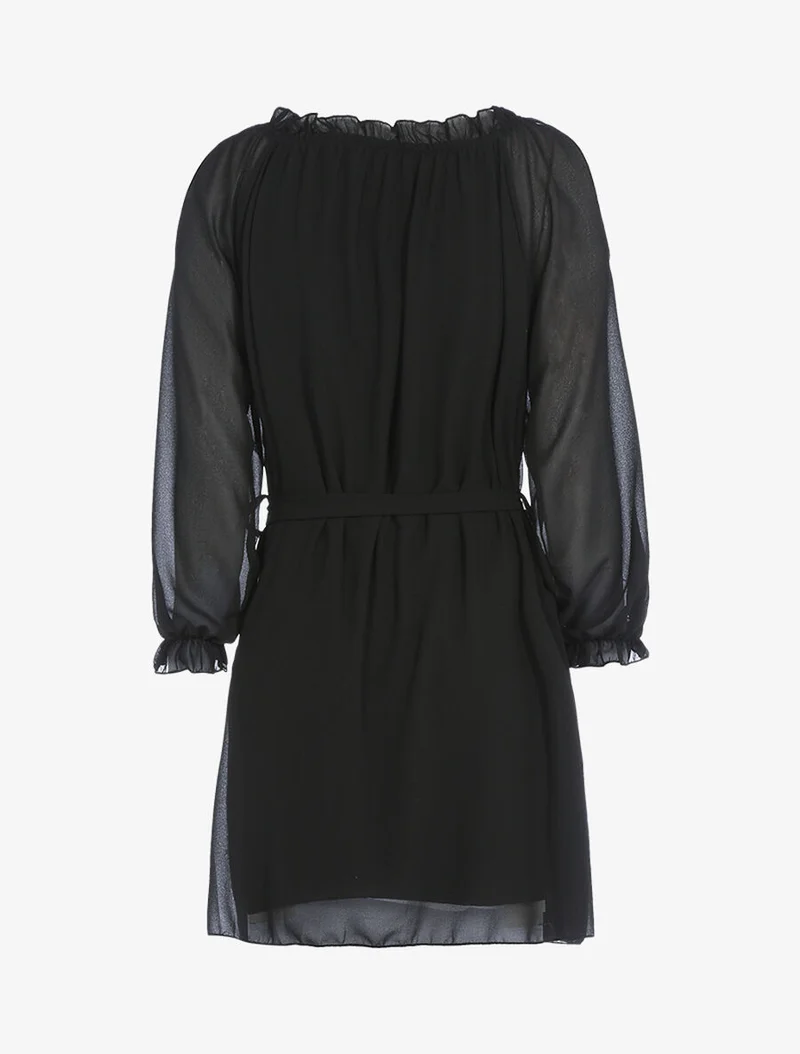 Robe en voile épaules ajourées - Noir