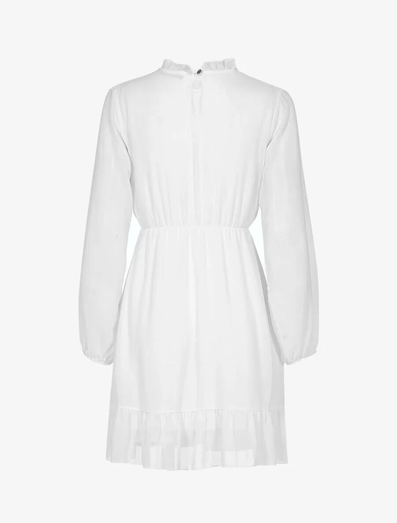 Robe volantée à col montant - Blanc