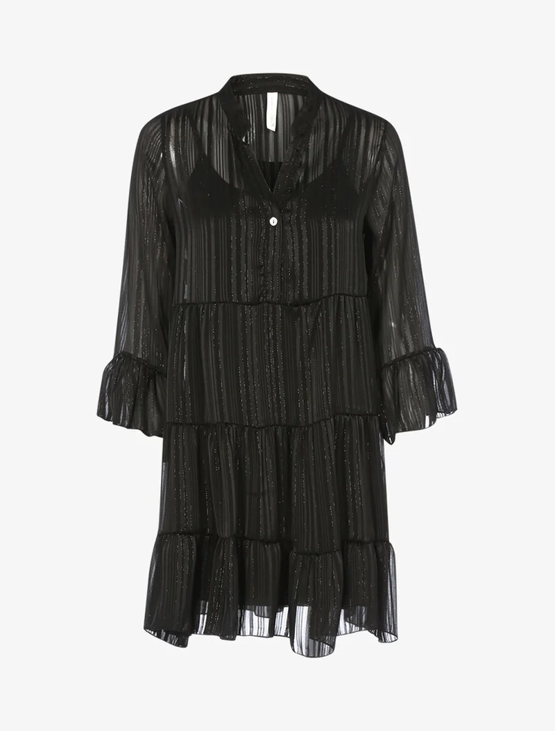 Robe trapèze volantée - Noir