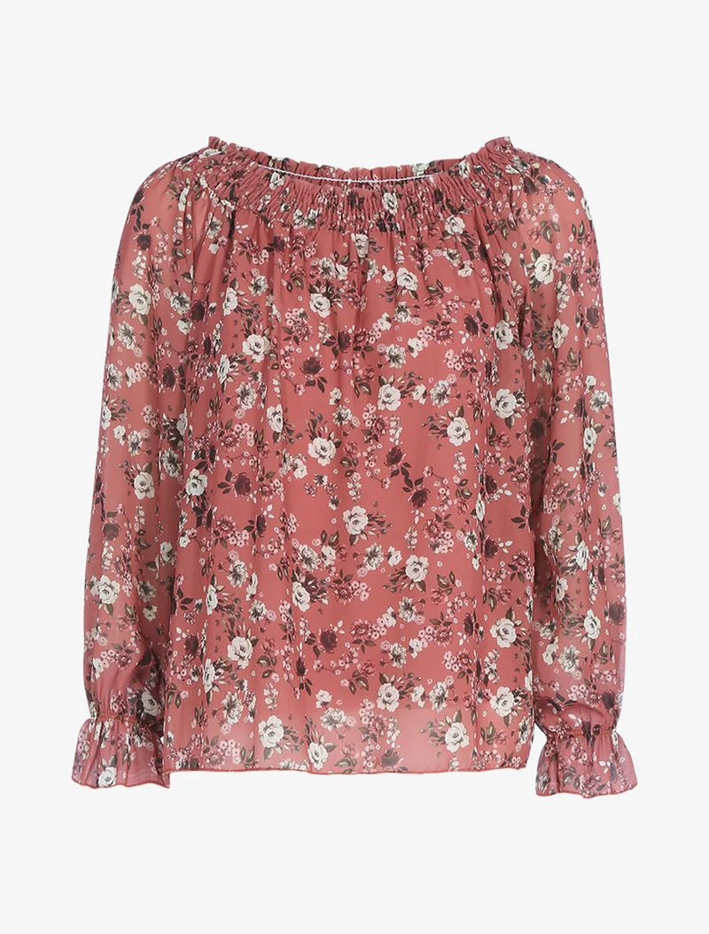 Top à imprimé fleuri - Rose foncé