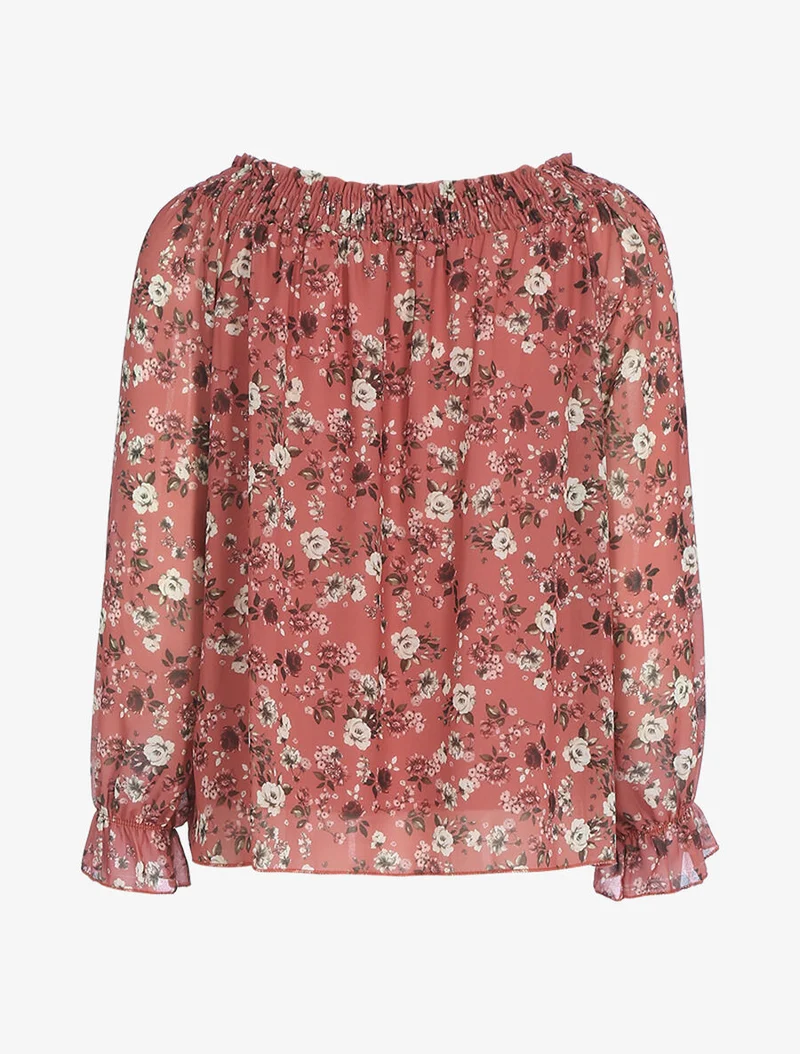 Top à imprimé fleuri - Rose foncé