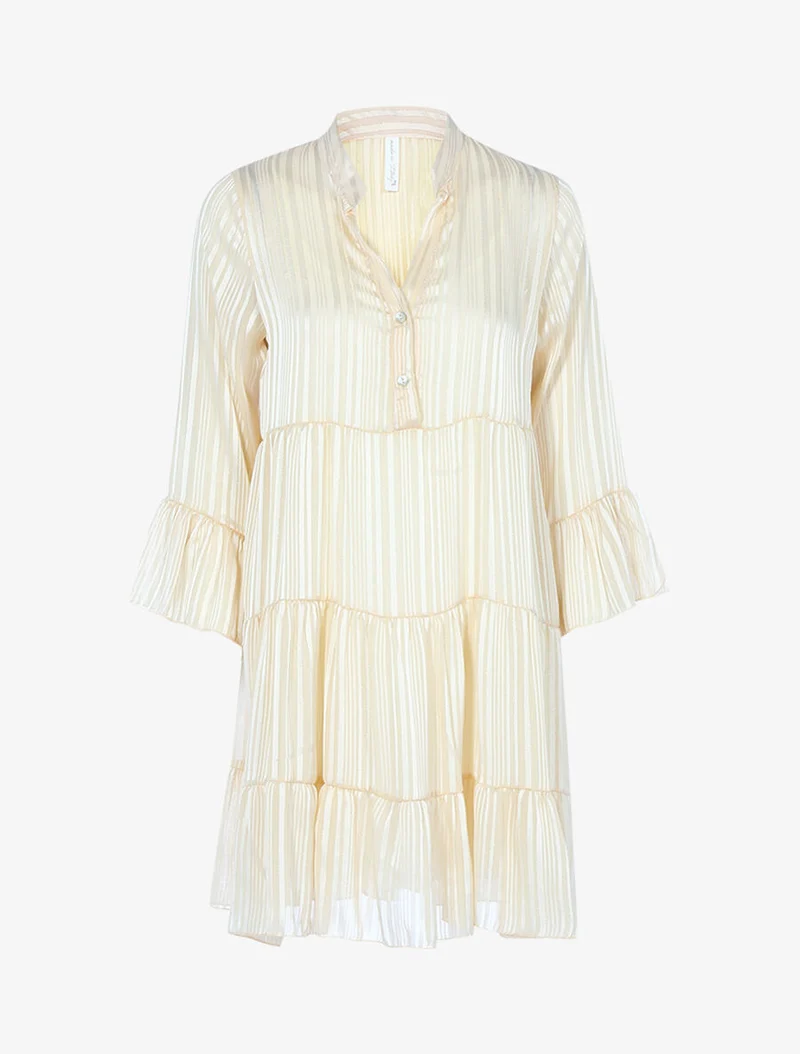 Robe trapèze volantée - Beige