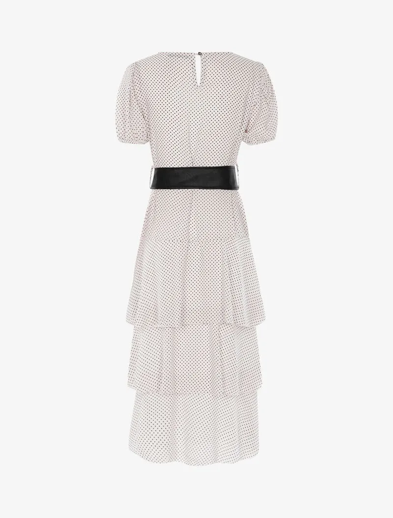 Robe à pois et volants - Ecru
