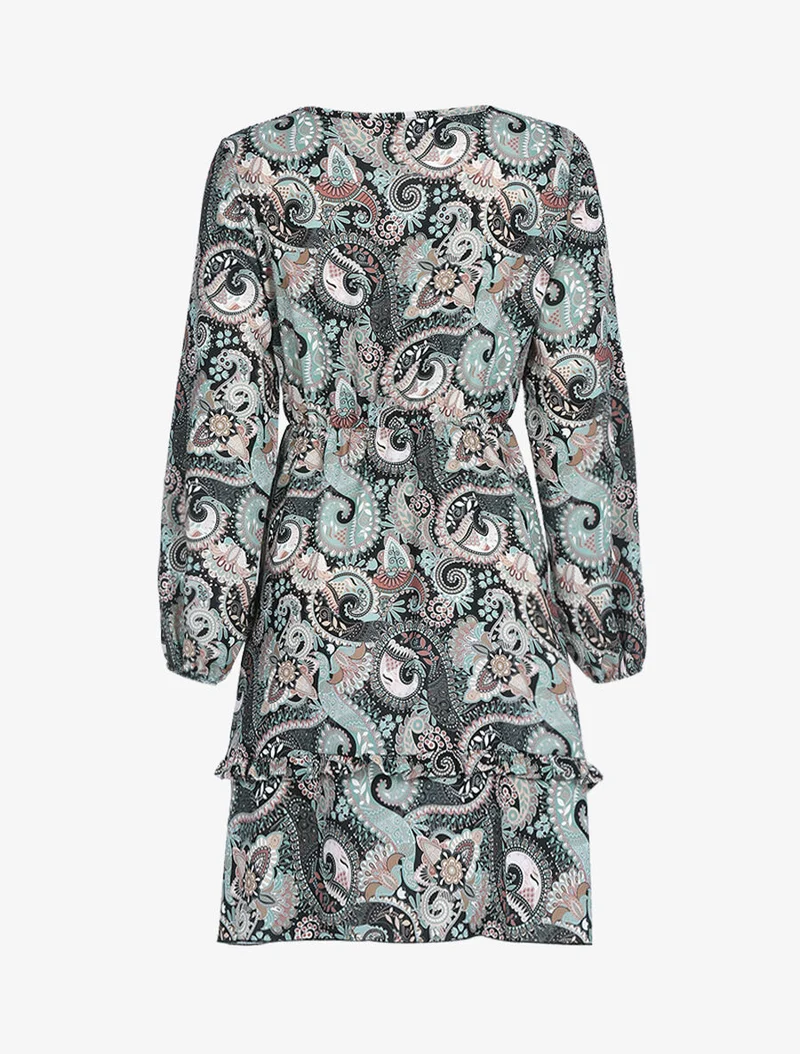 Robe volantée à imprimé cachemire - Noir