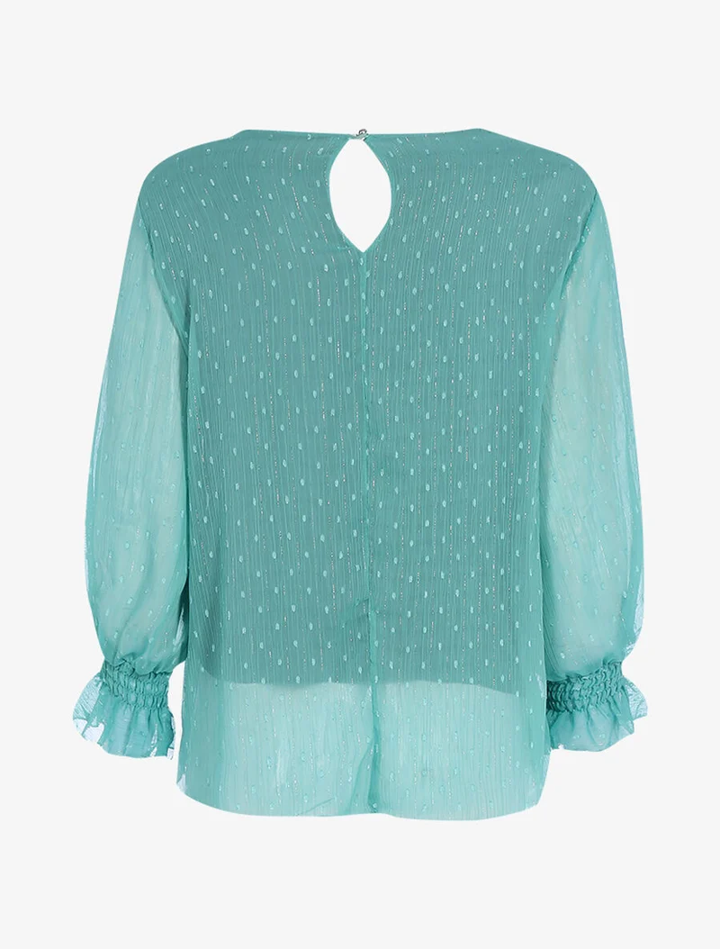 Blouse en voile poignets élastiqués - Turquoise