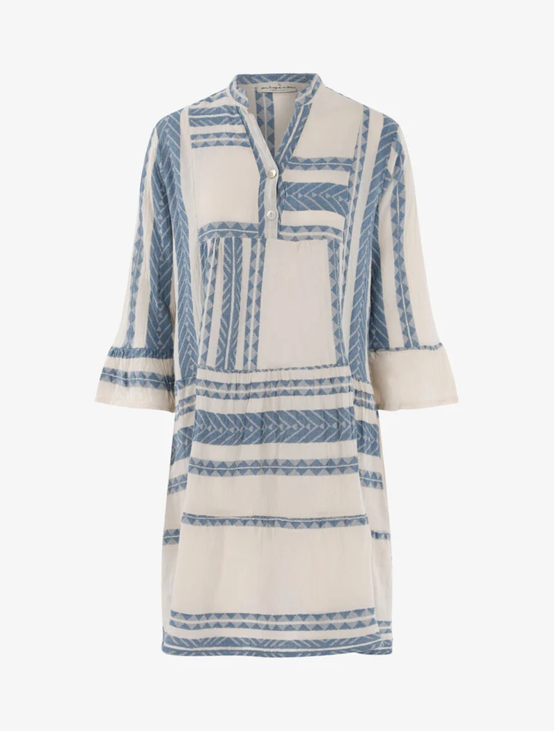 Robe bohème à imprimés - Bleu charrette