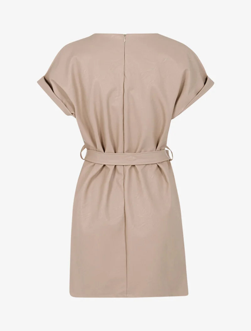Robe en simili avec ceinture style banane - Beige