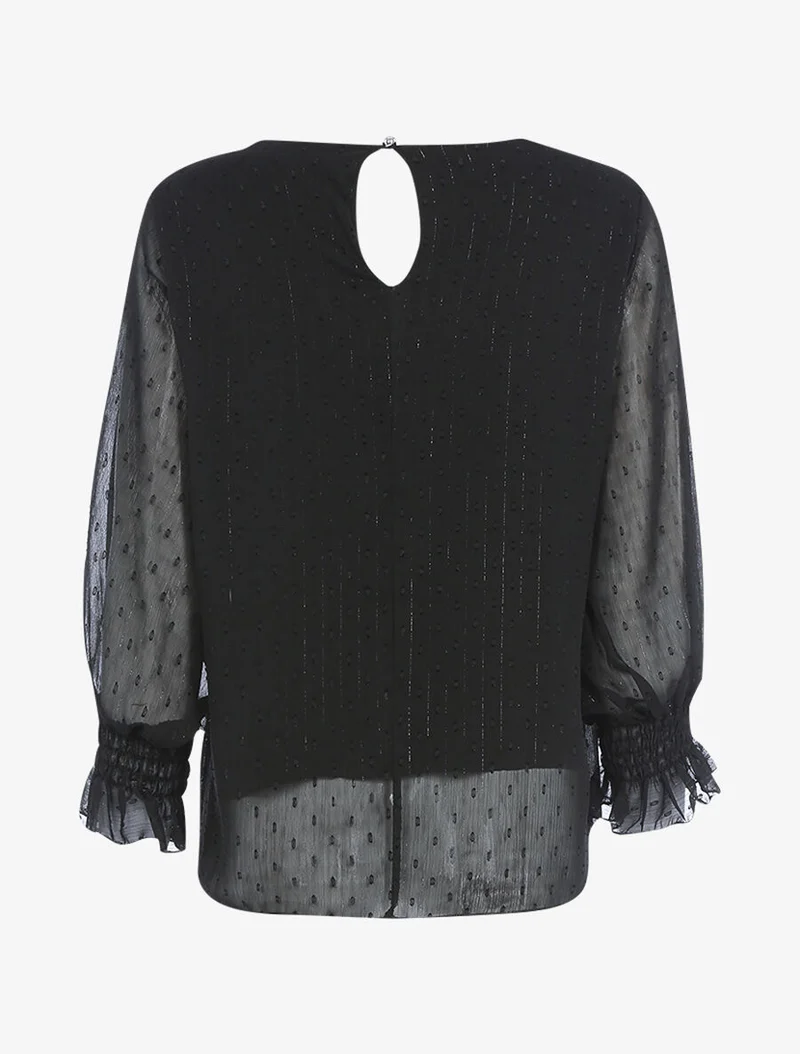 Blouse en voile poignets élastiqués - Noir
