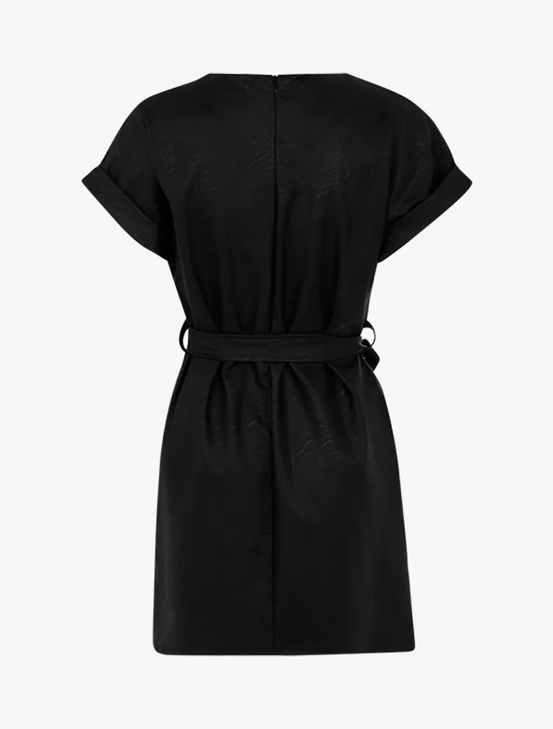 Robe en simili avec ceinture style banane - Noir