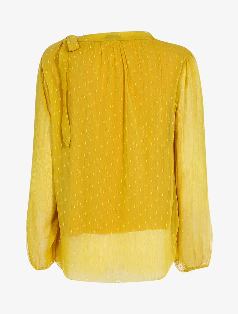 Blouse en voile une épaule à nouer - Moutarde