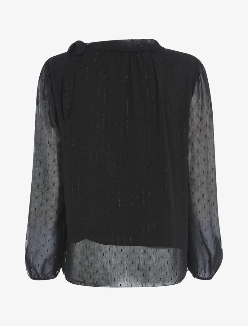Blouse en voile une épaule à nouer - Noir