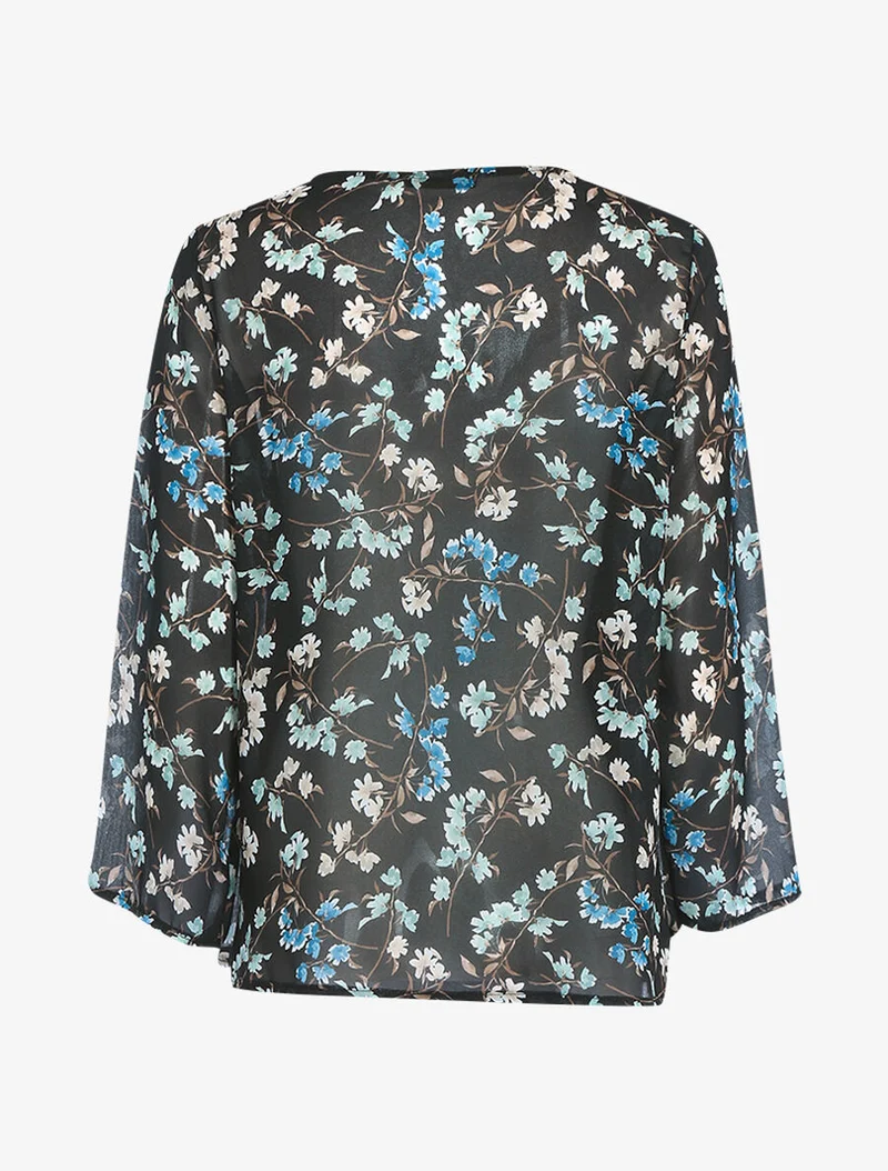 Top à imprimé champêtre et sequins - Noir