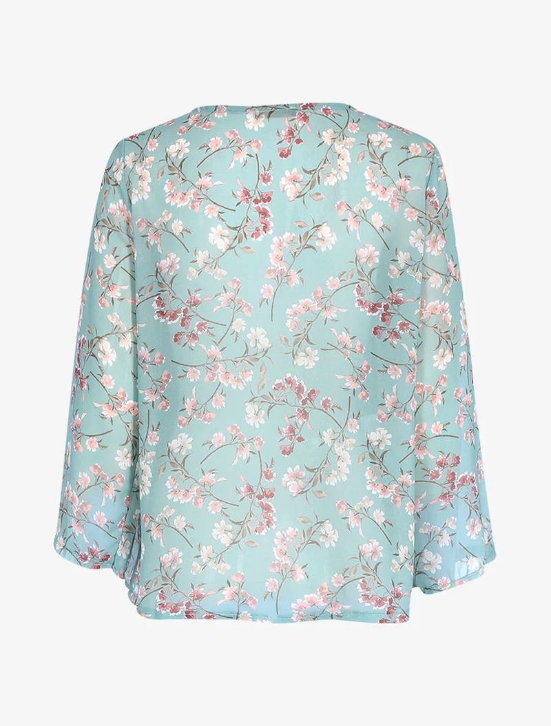 Top à imprimé champêtre et sequins - Vert d'eau