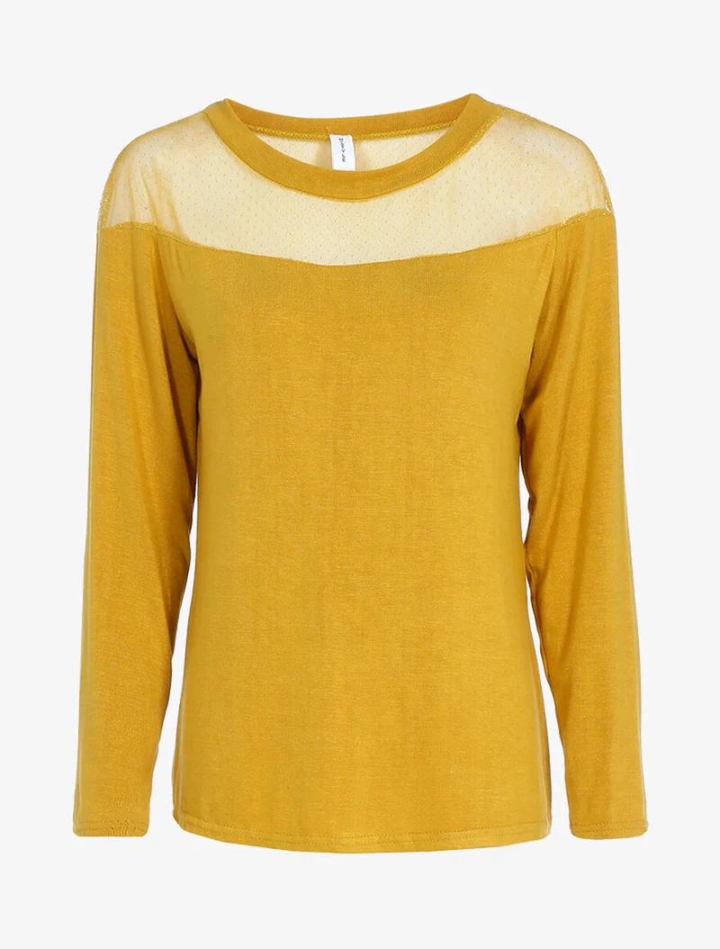 Top ample haut de buste en tulle - Moutarde