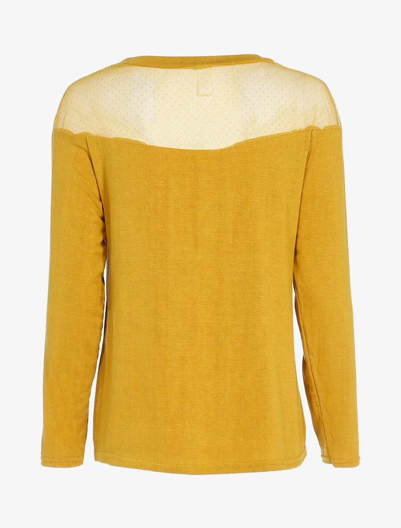Top ample haut de buste en tulle - Moutarde